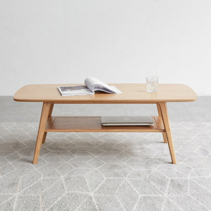 31.5inch  Solid Oak Two-Tier Coffee Table
