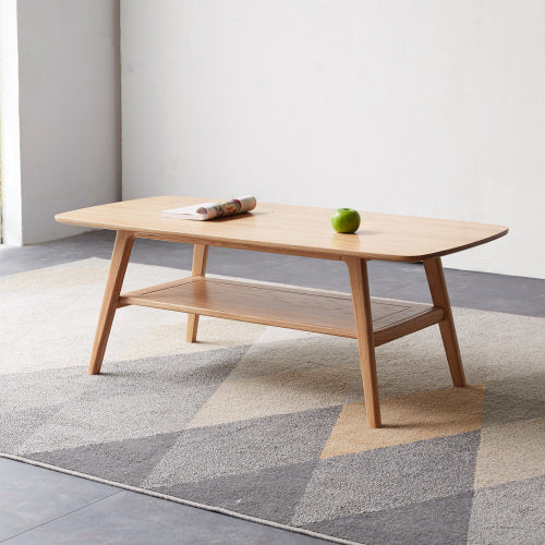 31.5inch  Solid Oak Two-Tier Coffee Table