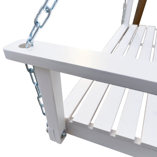 Front Porch Swing with Armrests, Wood Bench Swing with Hanging Chains,for Outdoor Patio ,Garden Yard, porch, backyard, or sunroom,Easy to Assemble,white