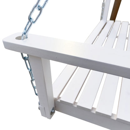 Front Porch Swing with Armrests, Wood Bench Swing with Hanging Chains,for Outdoor Patio ,Garden Yard, porch, backyard, or sunroom,Easy to Assemble,white
