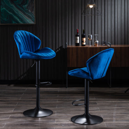 Bar Stools Set of 2 - Adjustable Barstools with Back and Footrest, Counter Height Bar Chairs for Kitchen, Pub -Blue