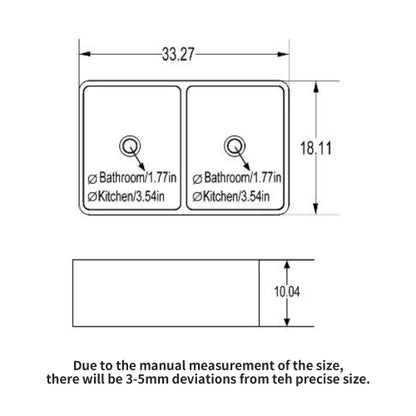White Farmhouse Sink - 33 x 18 x 10 Inch Kitchen Sink Apron Front Double Bowl 50/50 White Porcelain Ceramic Kitchen Farm Sink