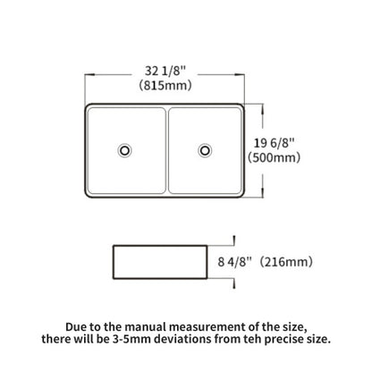 White Farmhouse Sink - 32 x 20 x 9 inches Ceramic Porcelain Double Bowl Farm Apron Front Kitchen Sink