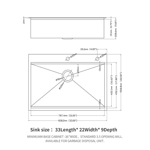 33 Drop In Kitchen Sink - 33 x 22 x 9 Stainless Steel Drop In Sink Ledge Workstation 16 Gauge Topmount Kitchen Sink Single Bowl