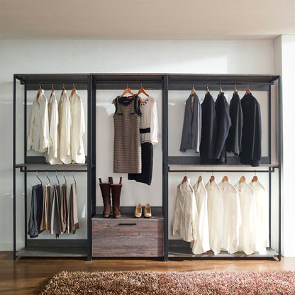 Monica 47 Farmhouse Wood Walk-in Closet Organizer with One Shelf in Rustic Gray