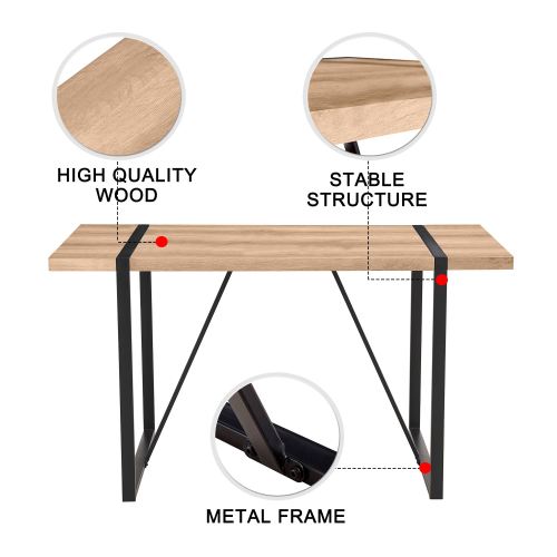 Rustic Industrial Dining Table with Thick Wood Top and Black Metal Legs