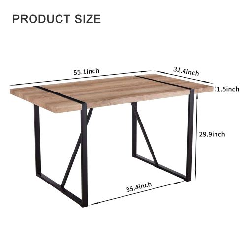 Rustic Industrial Dining Table with Thick Wood Top and Black Metal Legs