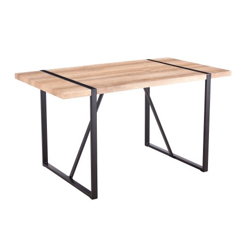 Rustic Industrial Dining Table with Thick Wood Top and Black Metal Legs