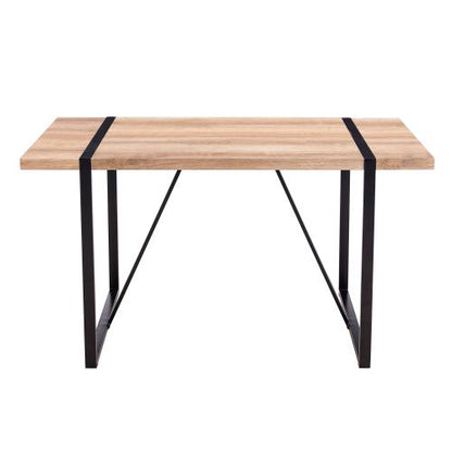 Rustic Industrial Dining Table with Thick Wood Top and Black Metal Legs