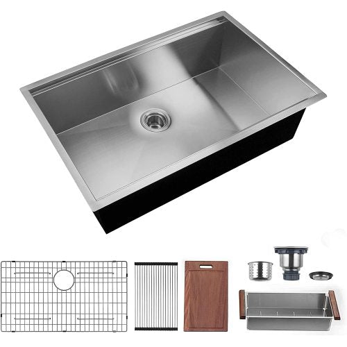 32x19 Inch Kitchen Sink Stainless Steel Single Blow Workstation Underment Kitchen Sink 18 Gauge