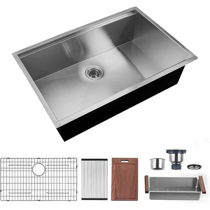 32x19 Inch Kitchen Sink Stainless Steel Single Blow Workstation Underment Kitchen Sink 18 Gauge