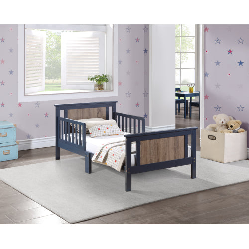 Reversible Panel Toddler Bed Midnight Blue/Vintage Walnut