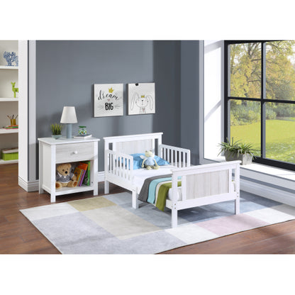 Reversible Panel Toddler Bed White/Rockport Gray