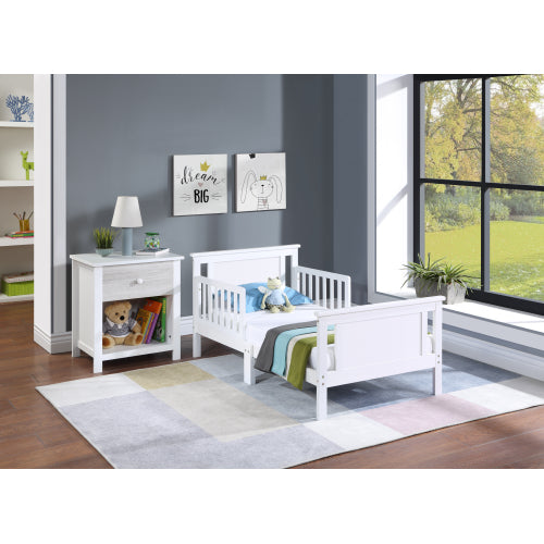 Reversible Panel Toddler Bed White/Rockport Gray