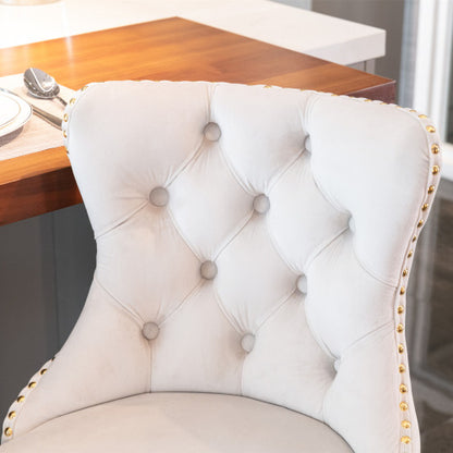 Furniture,Golden Swivel Velvet Barstools Adjusatble Seat Height from 25-33 Inch,Modern Upholstered Bar Stools with Backs Comfortable Tufted for Home Pub and Kitchen Island,Beige,Set of 2