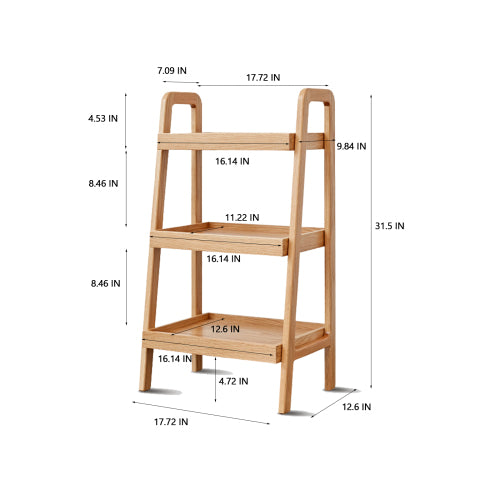 3 Tier Solid Wood Entryway Storage Bench Multifunctional A-shaped Ladder Shelf Rack