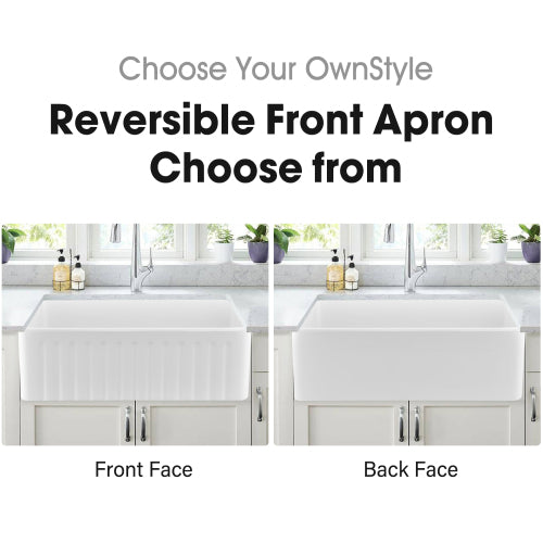 Fireclay 36" L X 20" W Farmhouse Kitchen Sink with Grid and Strainer