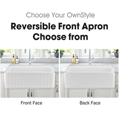 Fireclay 36" L X 20" W Farmhouse Kitchen Sink with Grid and Strainer