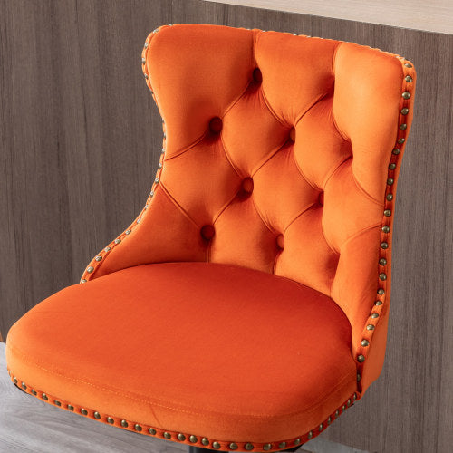 Furniture,Swivel Velvet Barstools Adjusatble Seat Height from 25-33 Inch,17.7inch base, Modern Upholstered Bar Stools with Backs Comfortable Tufted for Home Pub and Kitchen Island,Orange,Set of 2