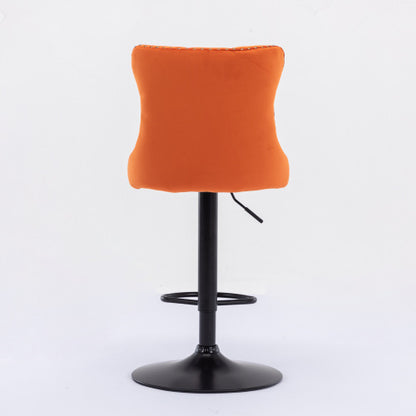 Furniture,Swivel Velvet Barstools Adjusatble Seat Height from 25-33 Inch,17.7inch base, Modern Upholstered Bar Stools with Backs Comfortable Tufted for Home Pub and Kitchen Island,Orange,Set of 2