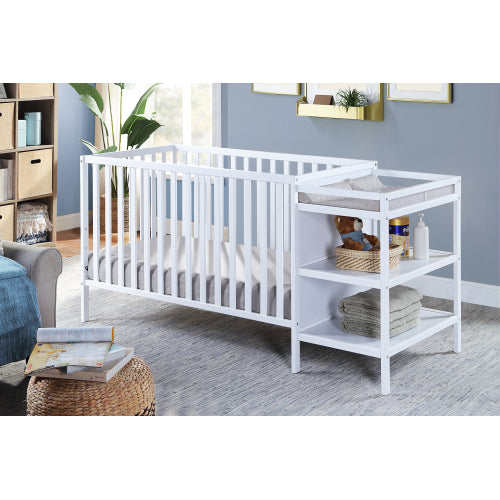 3-in-1 Convertible Crib and Changer Combo White