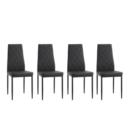 Set of 4 Modern Diamond Shape PU Dining Chairs, Soft PU Leather Upholstered Side Chairs, 280lbs Weight Capacity for Family Dining