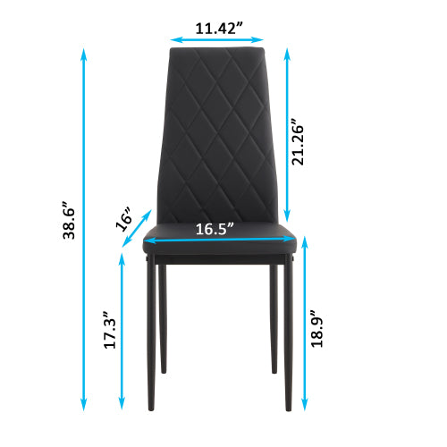Set of 4 Modern Diamond Shape PU Dining Chairs, Soft PU Leather Upholstered Side Chairs, 280lbs Weight Capacity for Family Dining