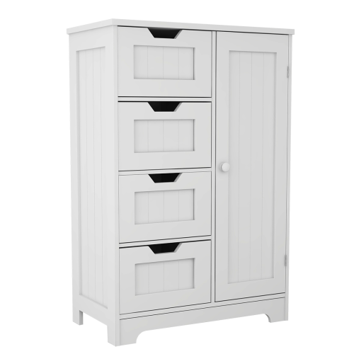White Multi-layer Floor Storage Cabinet With 4 Drawers And Single Closed Door
