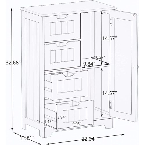White Multi-layer Floor Storage Cabinet With 4 Drawers And Single Closed Door