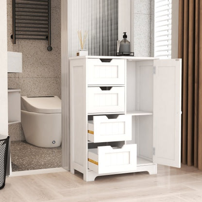 White Multi-layer Floor Storage Cabinet With 4 Drawers And Single Closed Door