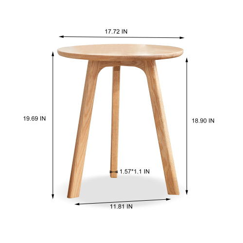 Round End Table- Small End Table Side Table Coffee Table Bedside Table Night Stand for Living Room Bedroom & Balcony, 100% Natural Solid Oak Wood Easy to Assemble