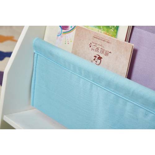 Small White Kids Canvas Sling Bookcase Non-toxic Safe Children Storage Rack