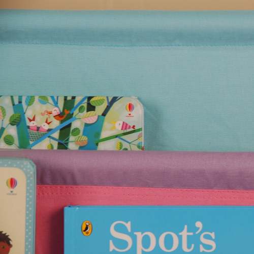 Small White Kids Canvas Sling Bookcase Non-toxic Safe Children Storage Rack