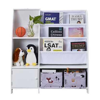 White Kids Funnel Style Bookcase Multi-purpose Magazine Storage Organizer