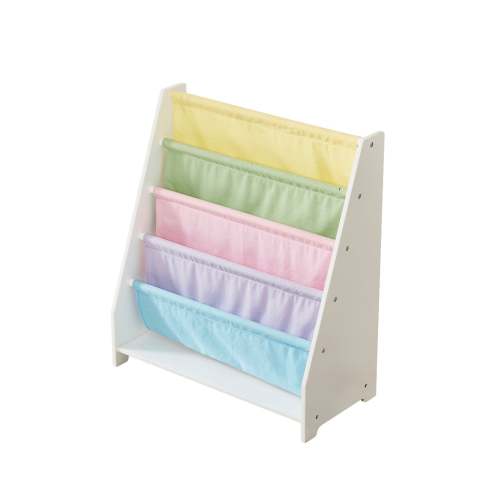 Small White Kids Canvas Sling Bookcase Non-toxic Safe Children Storage Rack