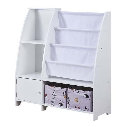 White Kids Funnel Style Bookcase Multi-purpose Magazine Storage Organizer
