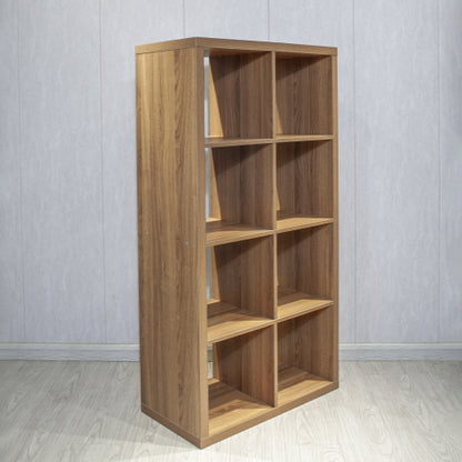 Walnut Color 8-Cube Open Back Storage Bookcase Vertical Horizontal Dual Use Rack
