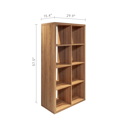 Walnut Color 8-Cube Open Back Storage Bookcase Vertical Horizontal Dual Use Rack