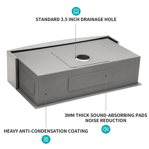 33 Farmhouse Sink - 33 Inch Kitchen Sink Stainless Steel 16 gauge Apron Front Kitchen Sink