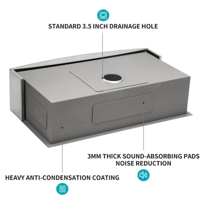 33 Farmhouse Sink - 33 Inch Kitchen Sink Stainless Steel 16 gauge Apron Front Kitchen Sink