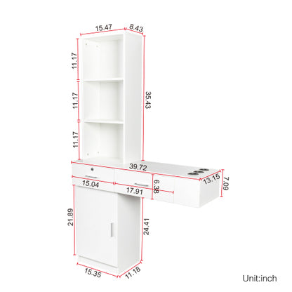 White modern simple hair desk, multi-layer storage, large storage space
