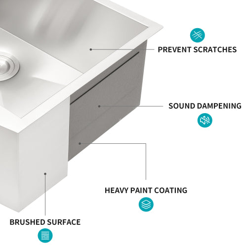 33 Farmhouse Sink - 33 Inch Kitchen Sink Stainless Steel 16 gauge Apron Front Kitchen Sink