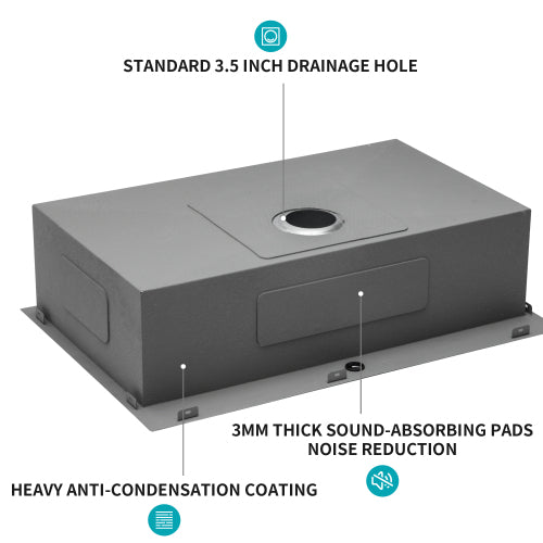 33 x 22 x 9 inch Kitchen Sink Drop In 16 Gauge Stainless Steel 33" Single Bowl Topmount Kitchen Sink Basin