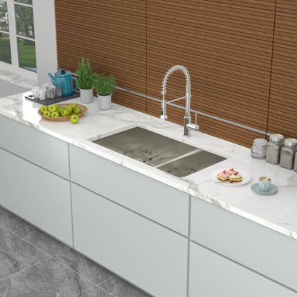Double Bowl(50/50) Undermount Sink- 33"x19"x10" Double Bowl Kitchen Sink 16 Gauge with Two 10" Deep Basin
