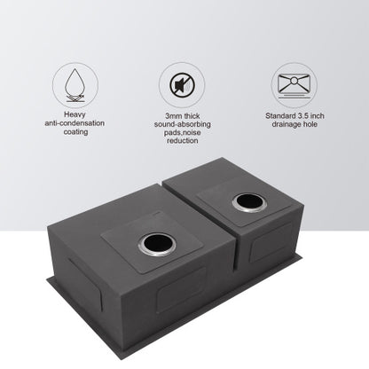 Double Bowl(60/40) Undermount Sink- 28"x19"x10" Double Bowl Kitchen Sink 16 Gauge with Two 10" Deep Basin