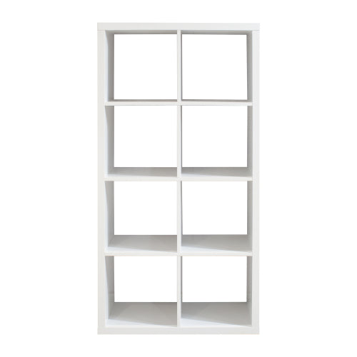 White 2*4 Smart 8-Cube Open Back Freestanding Storage Bookcase