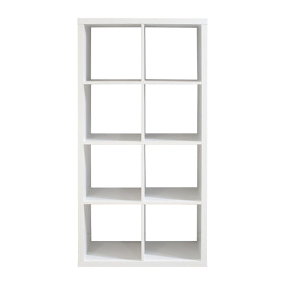 White 2*4 Smart 8-Cube Open Back Freestanding Storage Bookcase