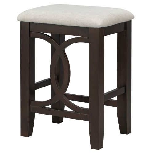 3-Piece Espresso Farmhouse Set with USB & Type-C, Table & 2 Stools