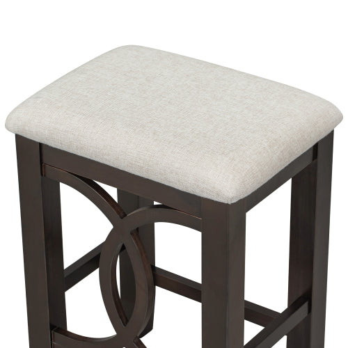3-Piece Espresso Farmhouse Set with USB & Type-C, Table & 2 Stools
