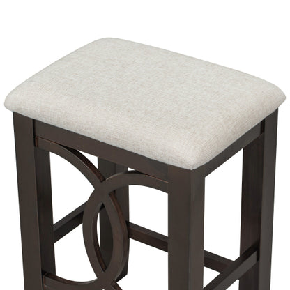 3-Piece Espresso Farmhouse Set with USB & Type-C, Table & 2 Stools